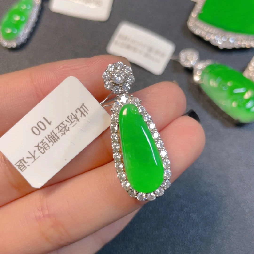 翡翠银S925镶嵌挂件kjl