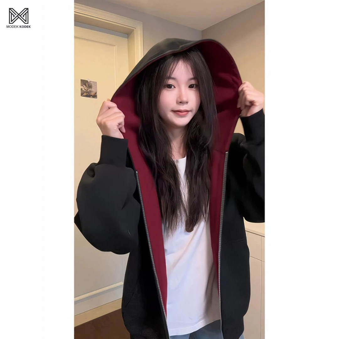 MODEK KODEK多口袋重磅撞色卫衣男女款秋冬美式连帽cleanfit外套