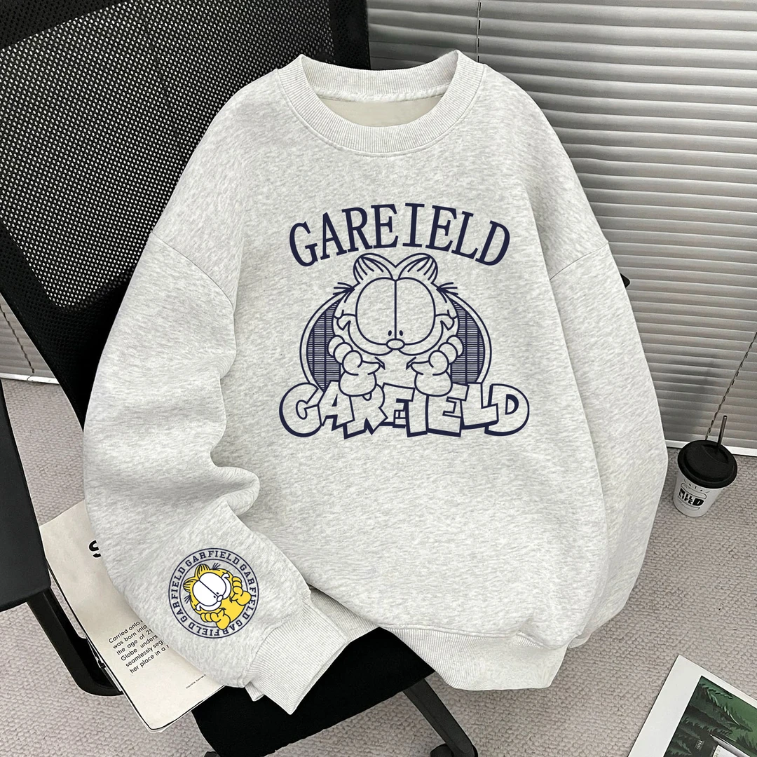 143潮牌圆领卡通印花卫衣2026男女同款宽松百搭上衣（常规/加绒）