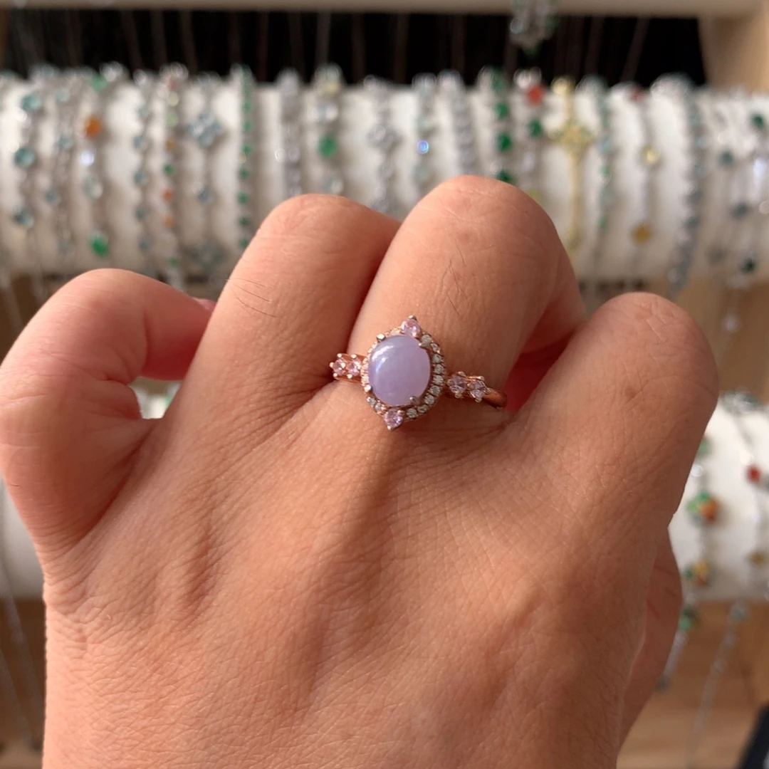 翡翠银S925镶嵌耳饰戒指