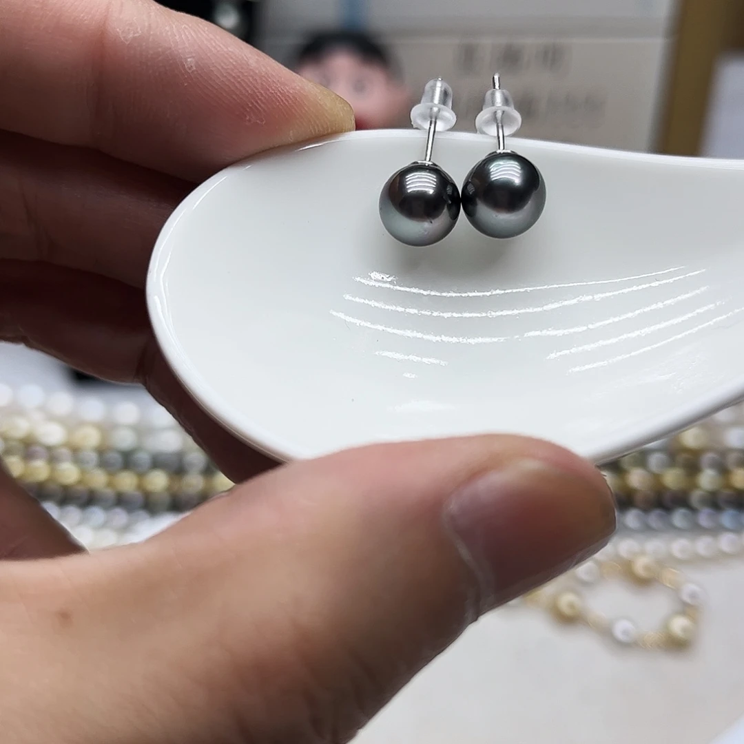 银S925镶嵌耳饰海水珍珠