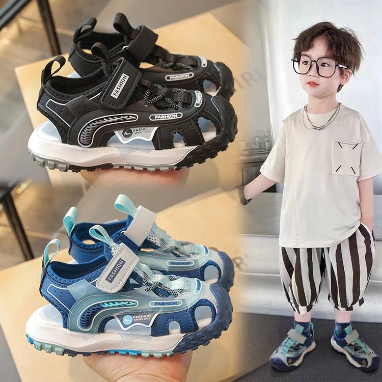 男童凉鞋2025夏款儿童软底包头沙滩鞋女童防踢透气镂空运动休闲鞋