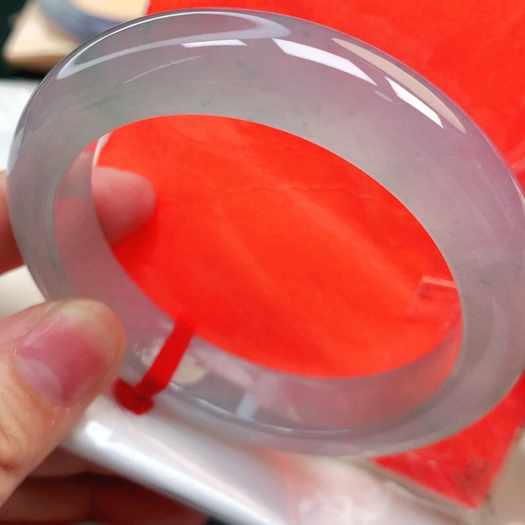 未镶嵌手镯翡翠炸光蓝紫底毕业镯完美无纹裂