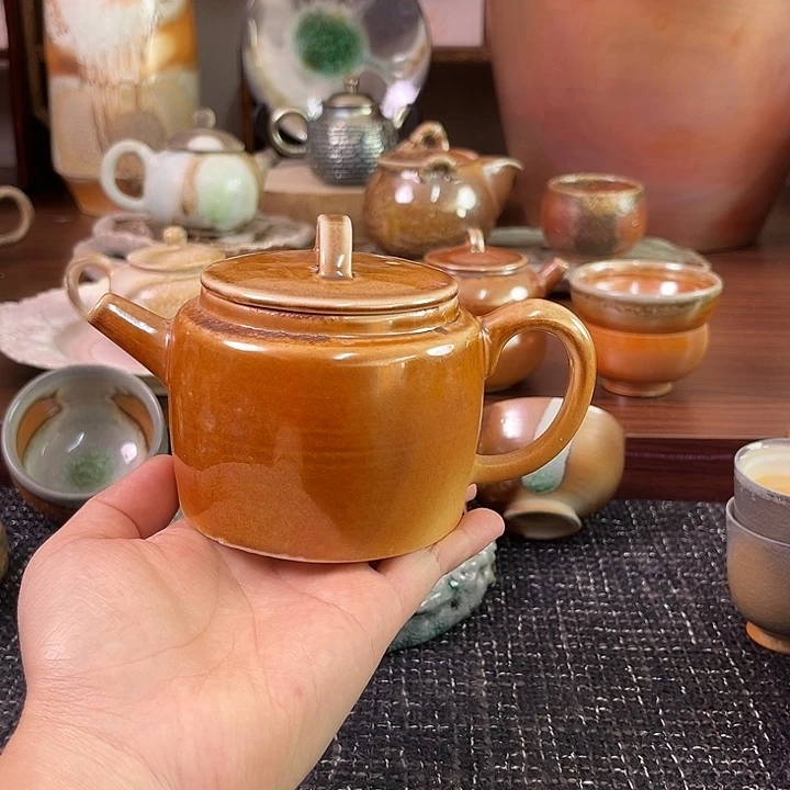 柴烧中白泥汉瓦壶