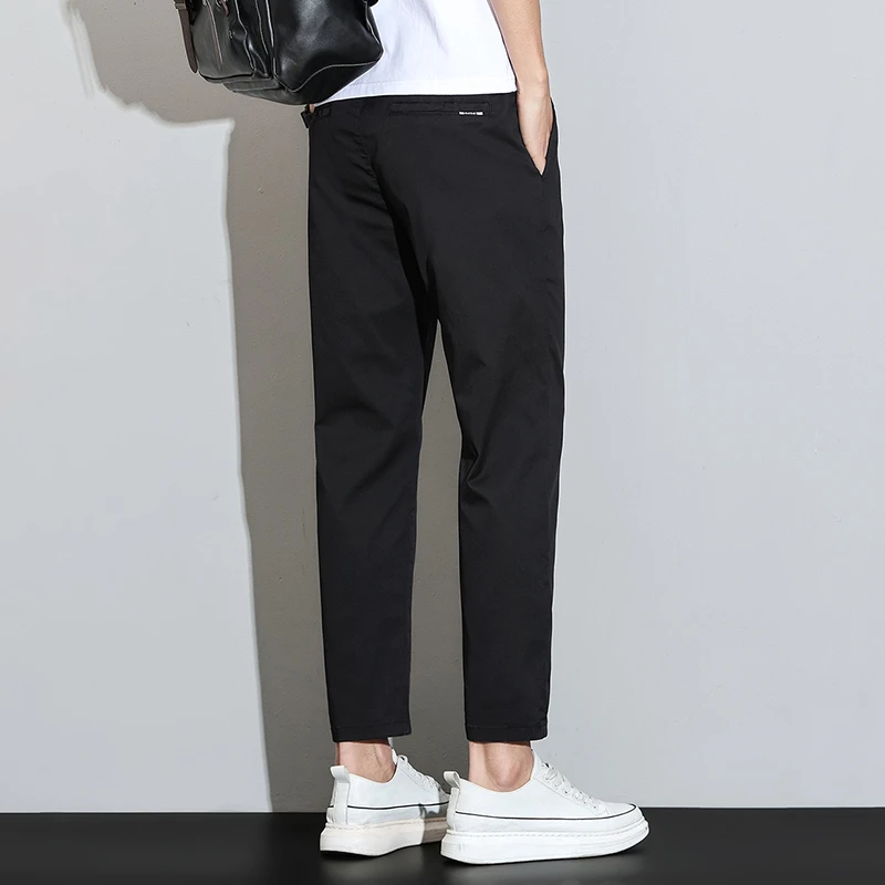 英皇保罗/夏季休闲裤男士冰丝裤新款百搭直筒宽松平脚弹力九分裤