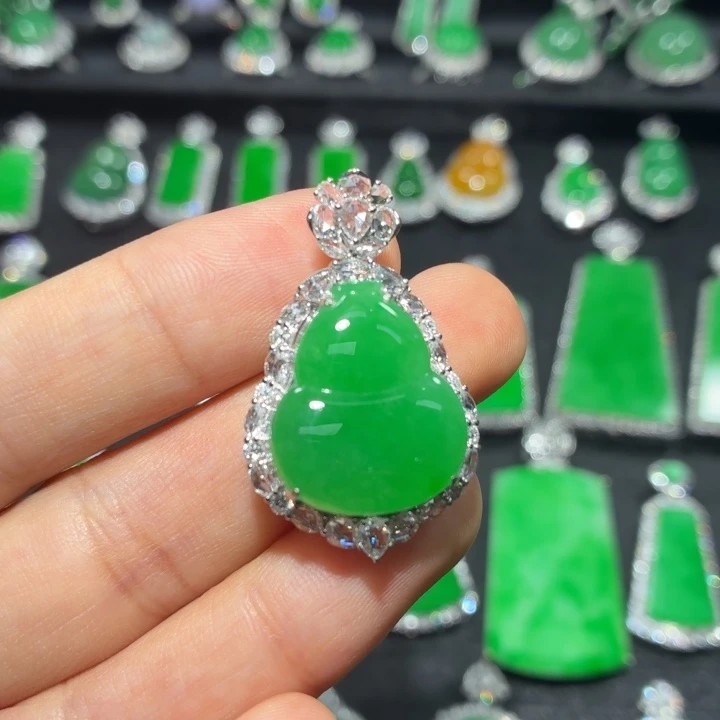 翡翠18K金镶嵌吊坠(不含链)翡翠