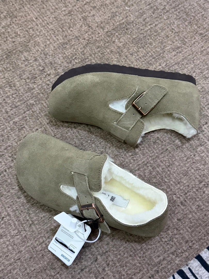 撤柜版）德国出口原单重工头层厚牛皮勃肯全包羊毛厚底