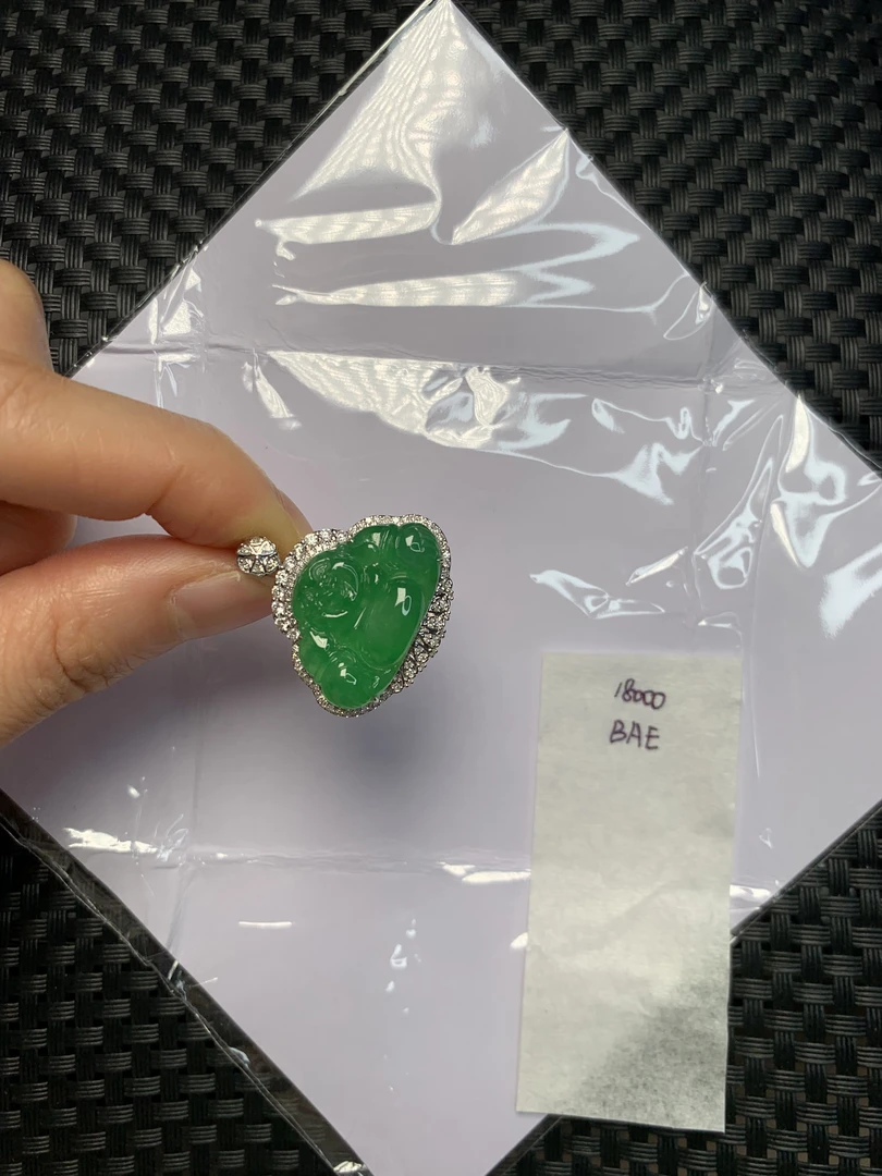 天然缅甸翡翠A货18K金镶嵌 BAE