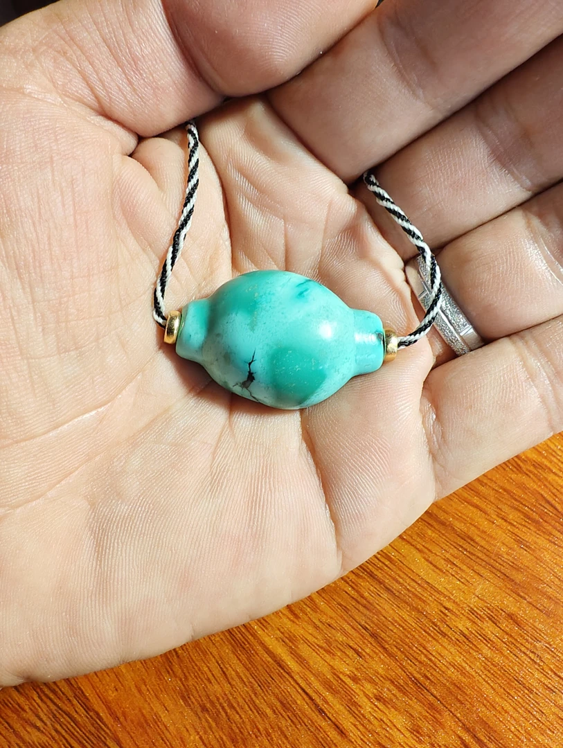 非金属陶瓷吊坠 藏系原矿老松石吊坠