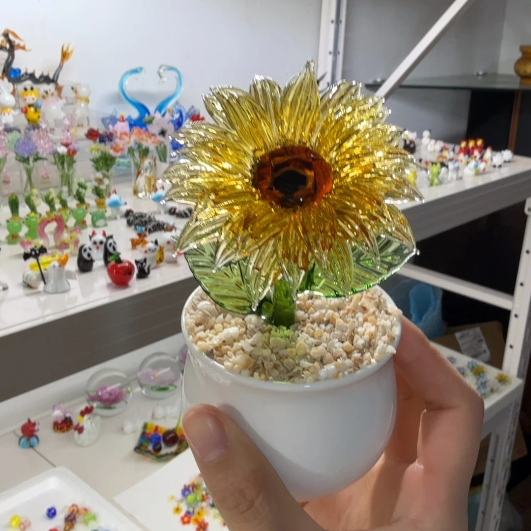 手工艺品琉璃向日葵盆栽