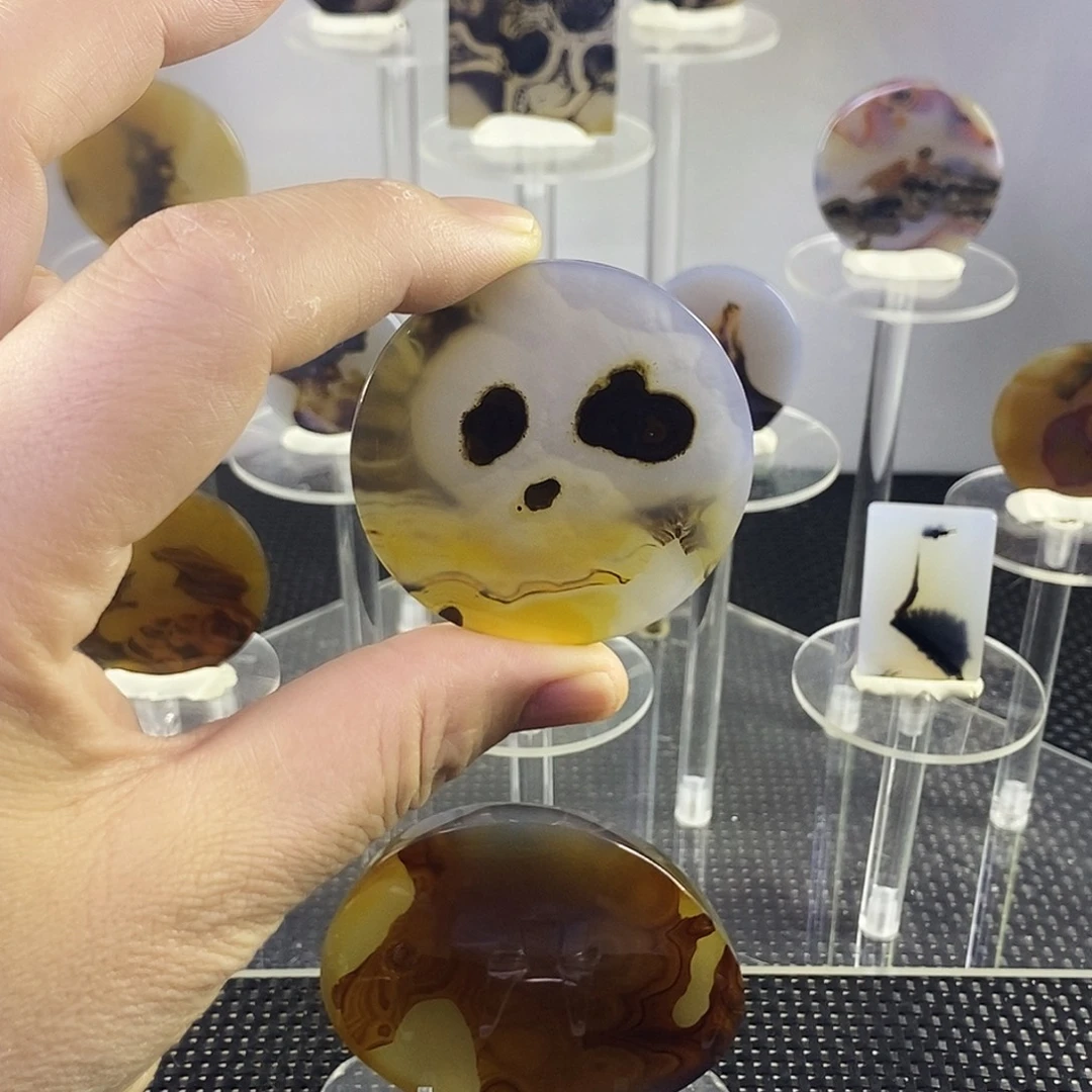 合成碳硅石非金属时尚图纹画面石饰品