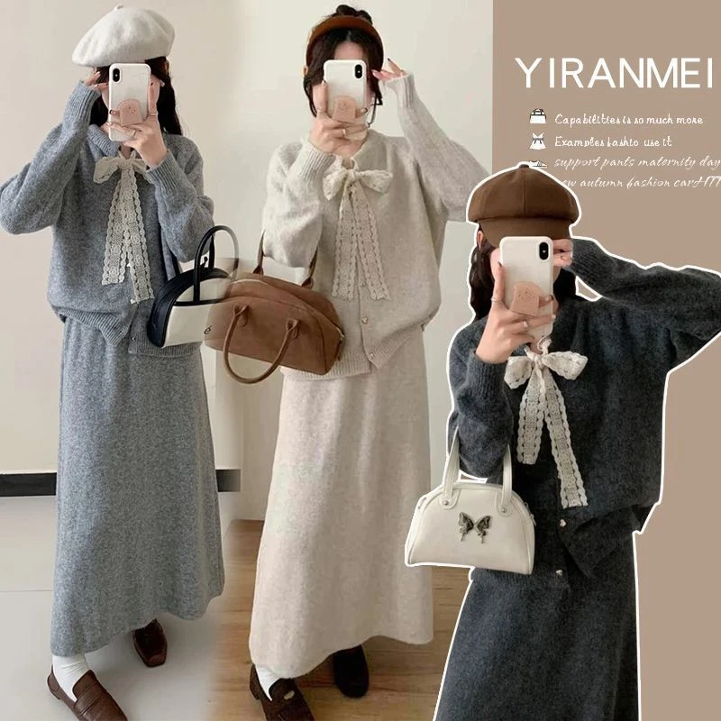 小香风穿搭一整套针织开衫时尚套装女秋冬新品感半身裙两件套