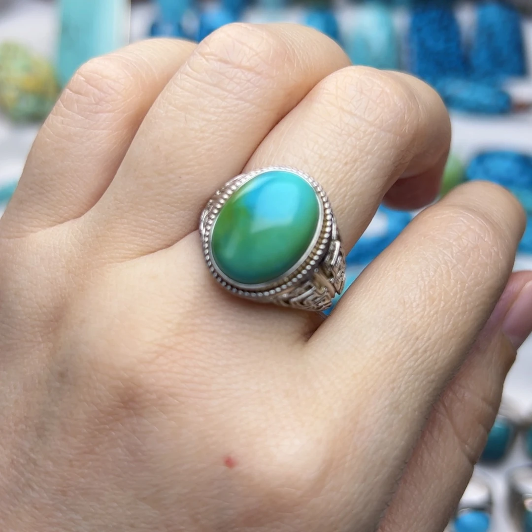 绿松石珠宝奇石银S925镶嵌