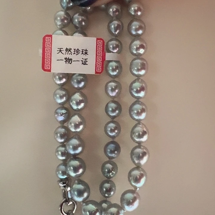 海水珍珠颈饰银S925镶嵌7-8mm