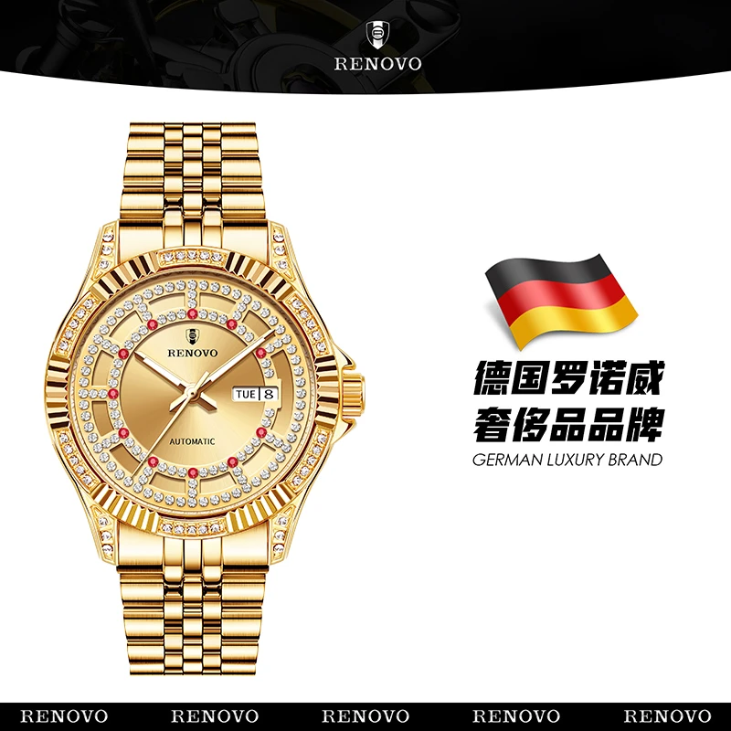 德国注册品牌RENOVO罗诺威高档机械男士手表-R33255-HYDZZX
