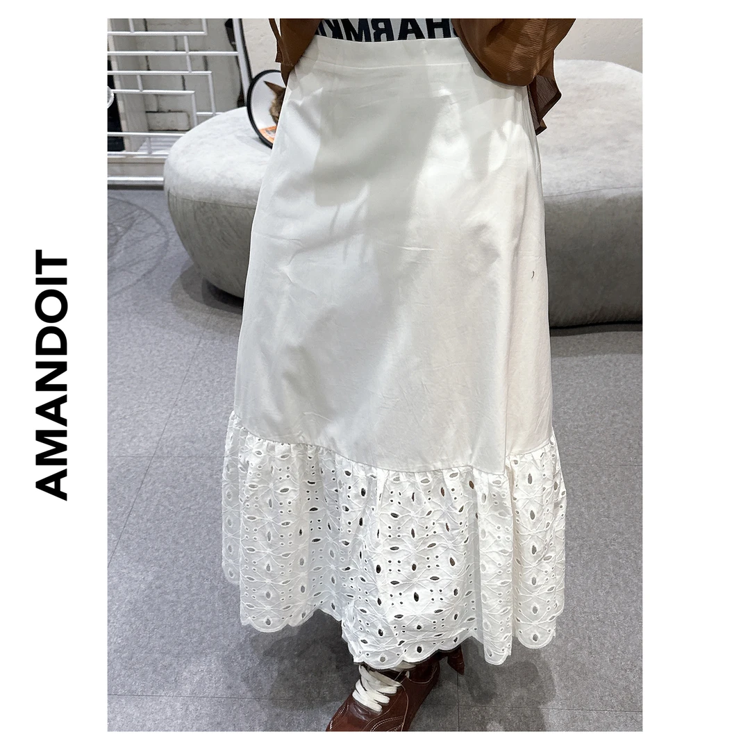 4219丨高腰蕾丝摆A型直筒裙半身裙