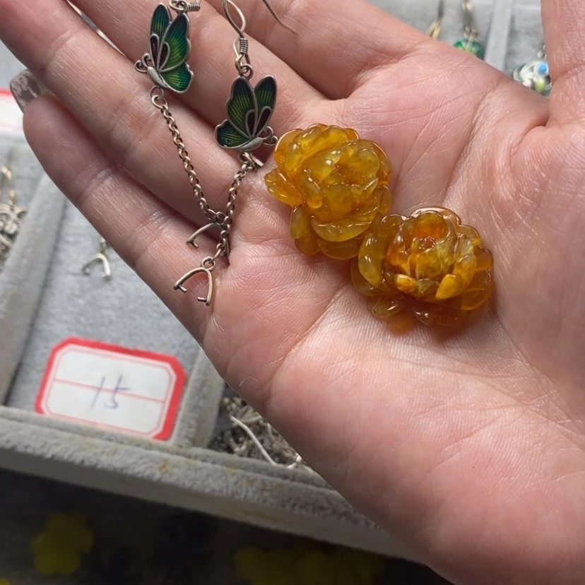 【闪购商品】蛇纹石玉挂坠吊坠耳环未镶嵌