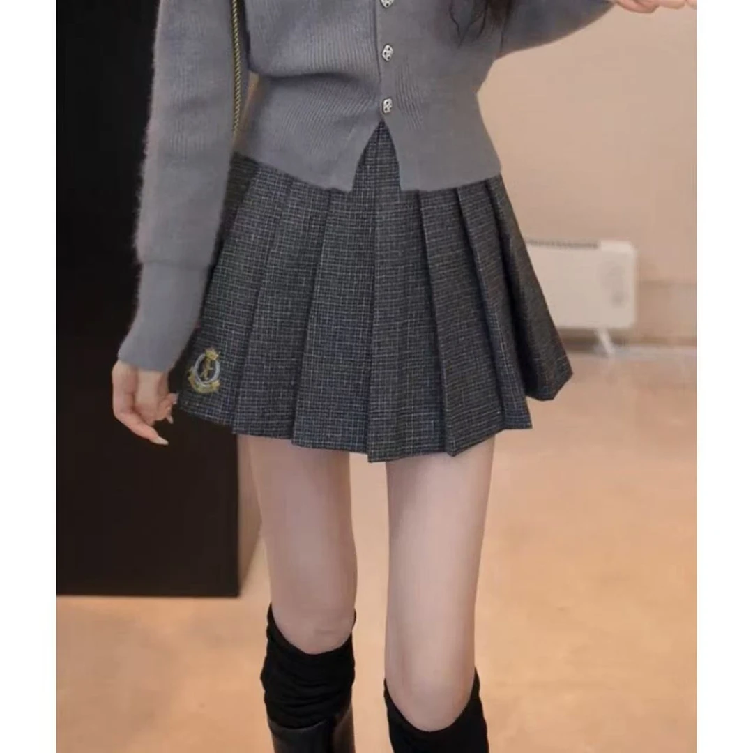 YUANLIANSU/圆脸酥【金桂飘香】千金风复古百搭A字百褶半身裙女秋季