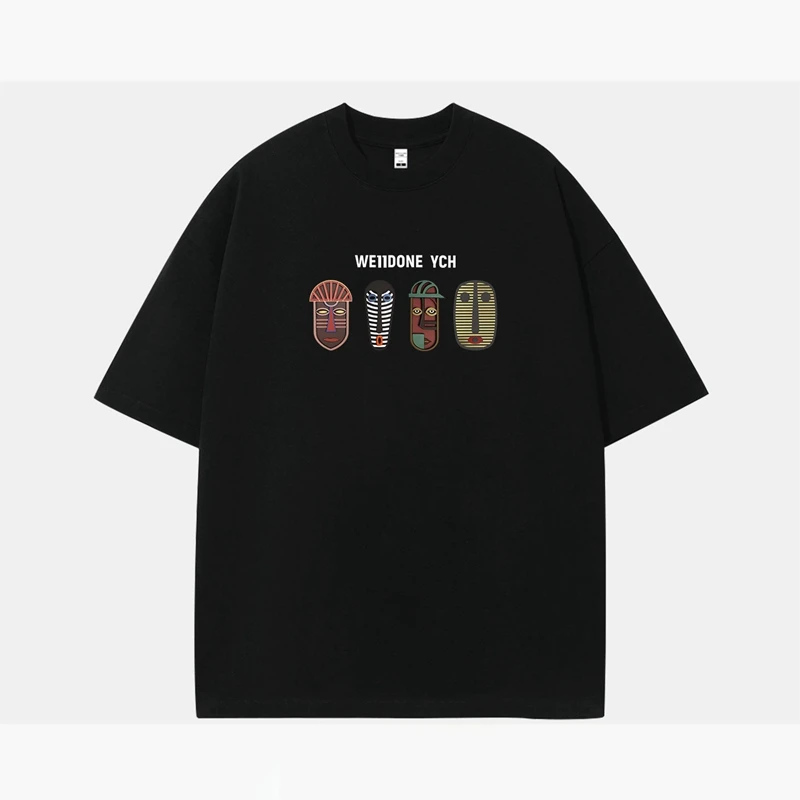 宽松圆领纯棉印花短袖T恤夏季重磅潮牌2025情侣款ins