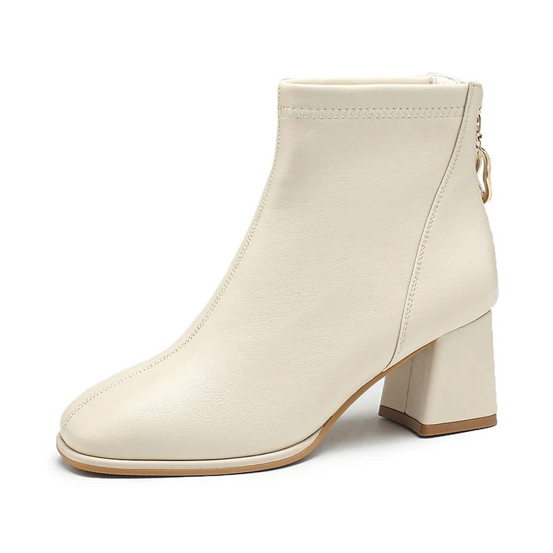 【钟意】X087依思Q米白色时尚百搭低靴86146