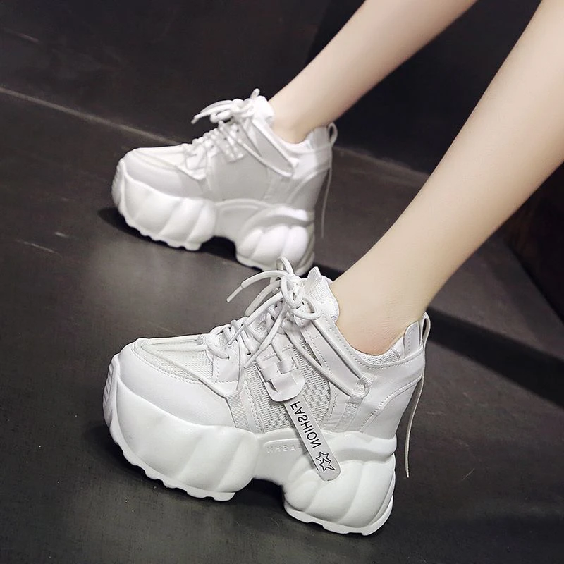 网面内增高老爹鞋女ins潮2025春新款透气显瘦运动鞋厚底鞋子11cm