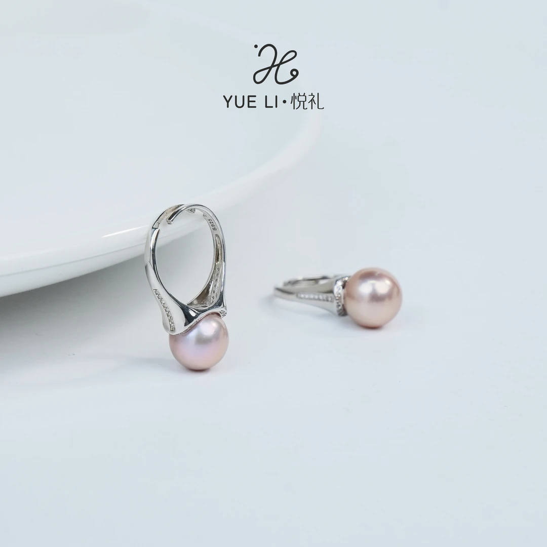 【悦礼】淡水有核极光紫稀有色11-12mm戒指S925银 多样性发货发一件