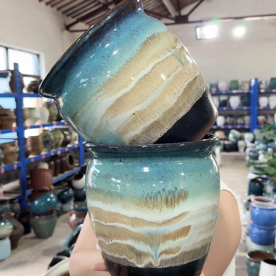 紫砂花盆高20口20