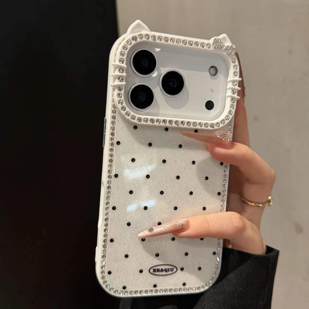 双面镶全包边钻满屏波点适用iPhone17promax手机壳16pro苹果15女