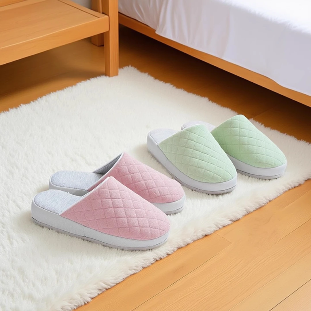 珂缔缘纯棉家居静音包头棉拖鞋女秋冬季室内脚后跟防痛加厚软底男