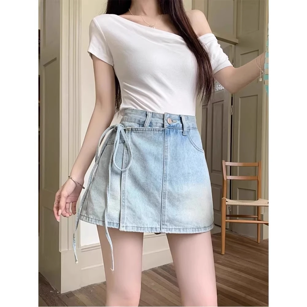 牛仔短裤女款爆款2025新款胖mm高腰显瘦大码设计感小众半身裙裤子