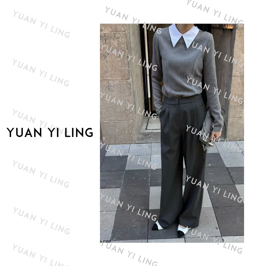 袁艺灵【菲林周刊】绵羊毛竖坑条纹层次感慵懒上衣6062