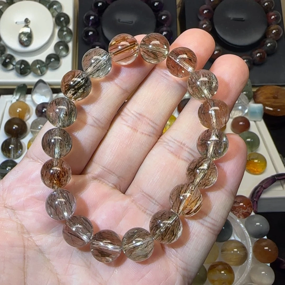 未镶嵌手串水晶10mm+黑金超七单圈多样性发货