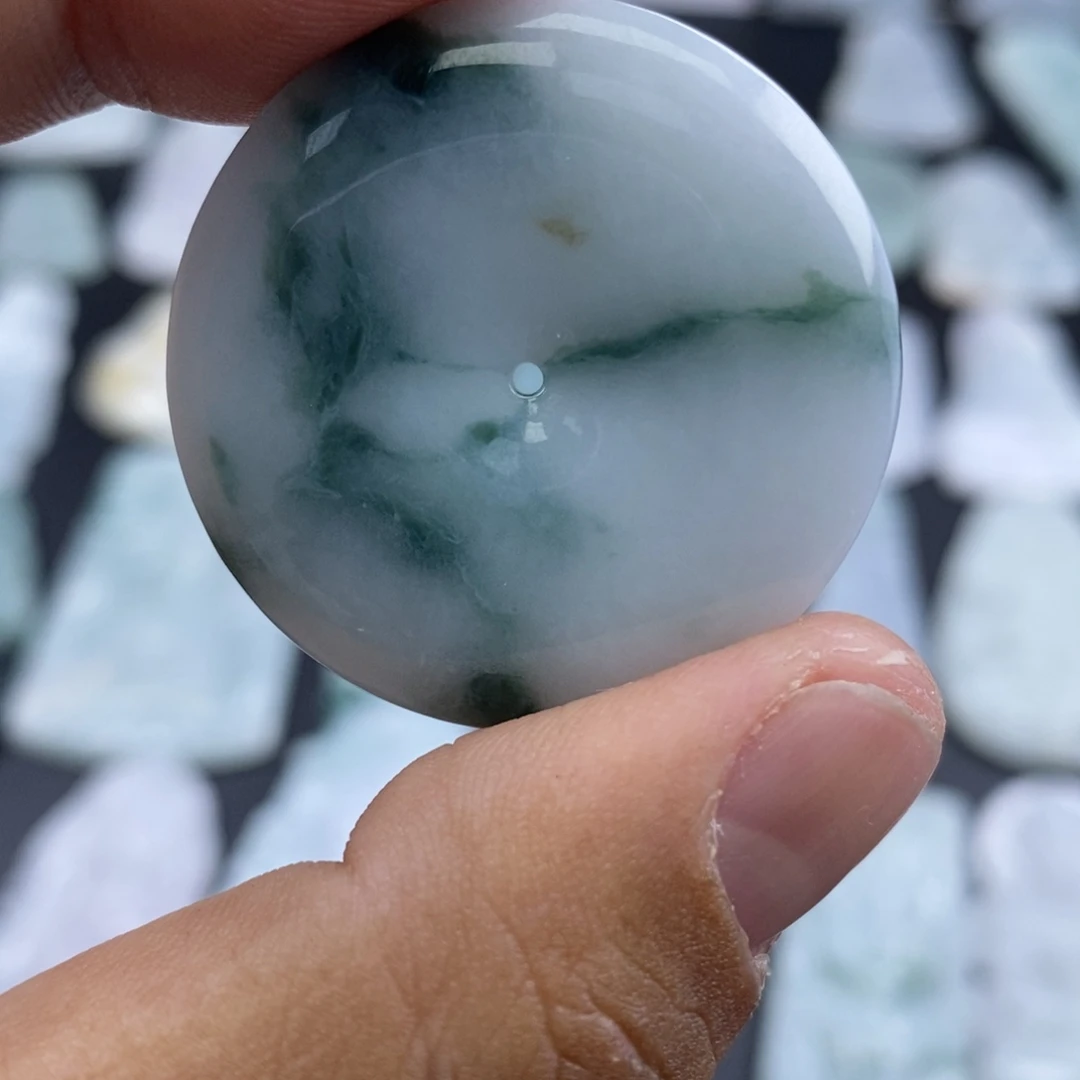 散珠翡翠天然翡翠飘花平安扣