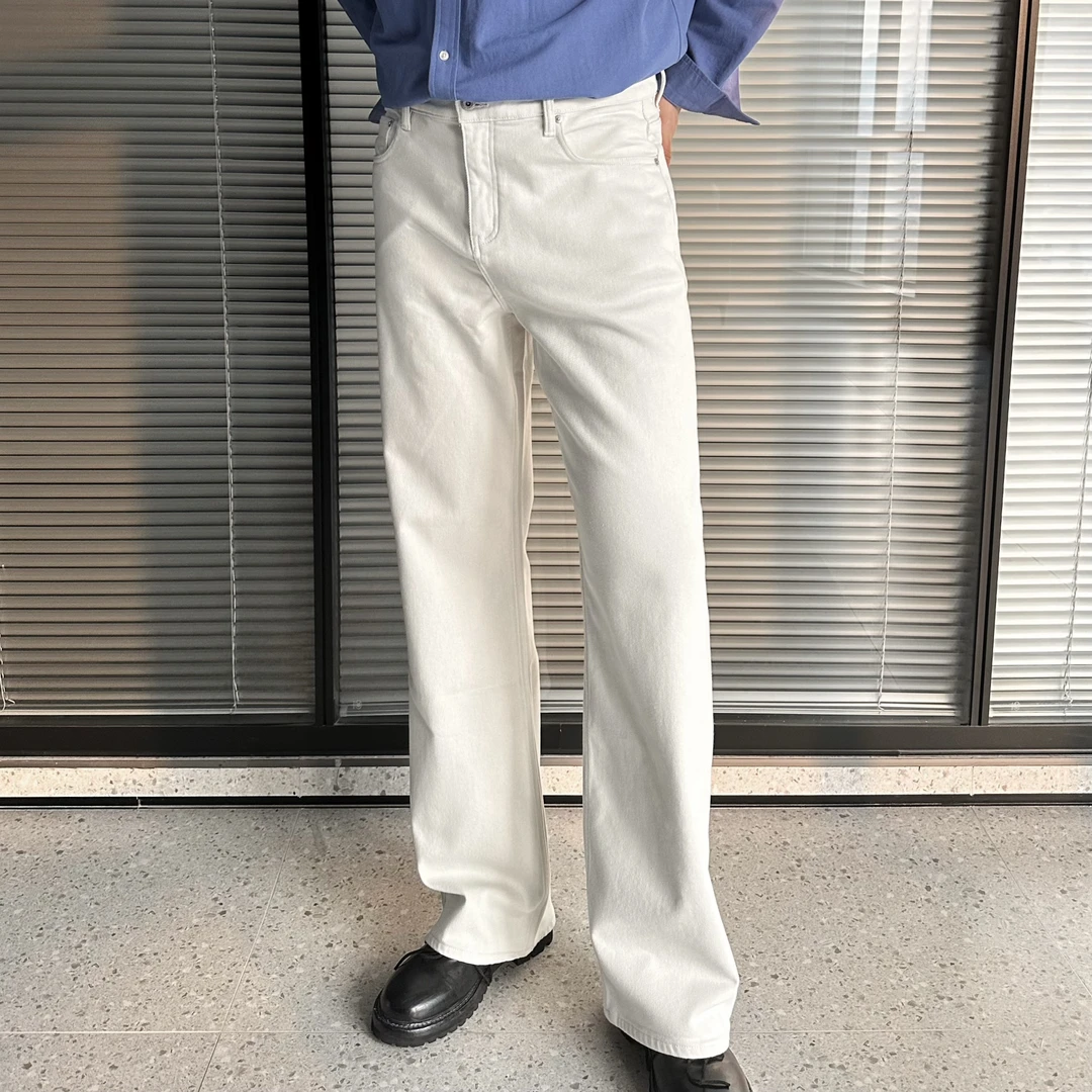 「奶白弹绒牛」一米九高个子男加长加绒直筒宽松弹力保暖牛仔