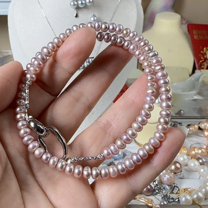 淡水珍珠紫色算盘有正常生长纹未镶嵌