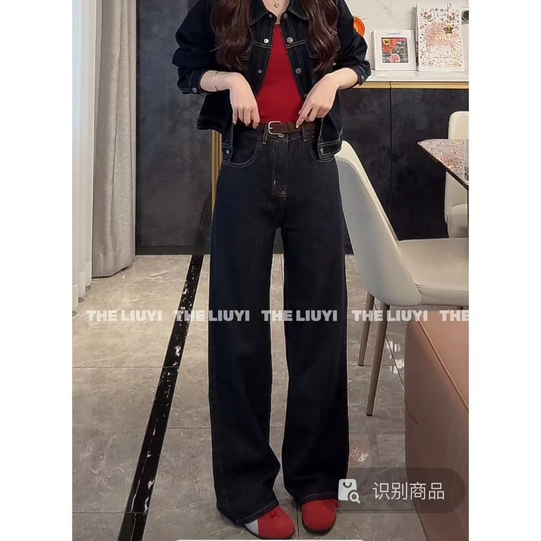 【LIUYI】春夏丹宁色百搭直筒牛仔裤53093