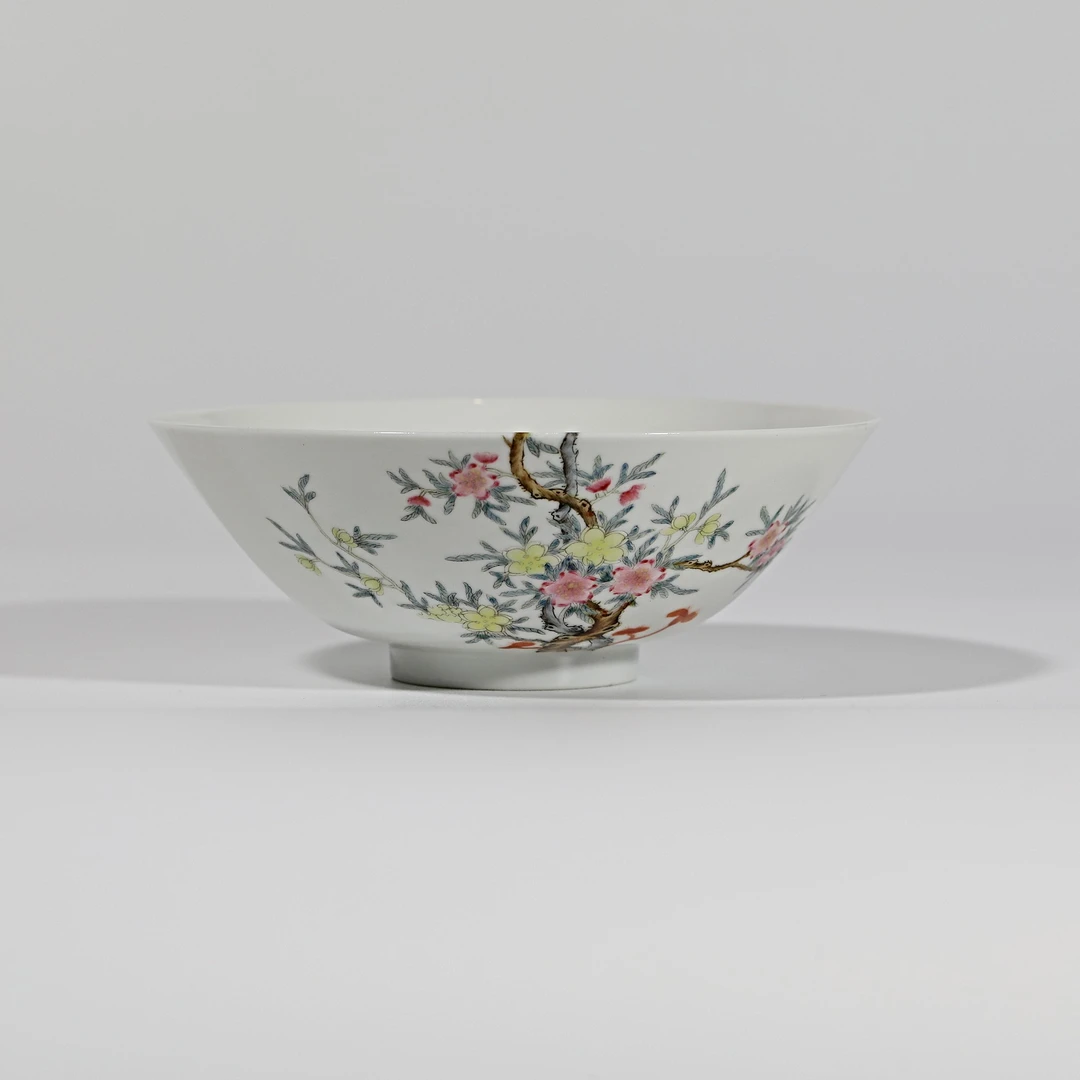 1274清晚期·粉彩过枝花卉纹碗【古董拍卖】