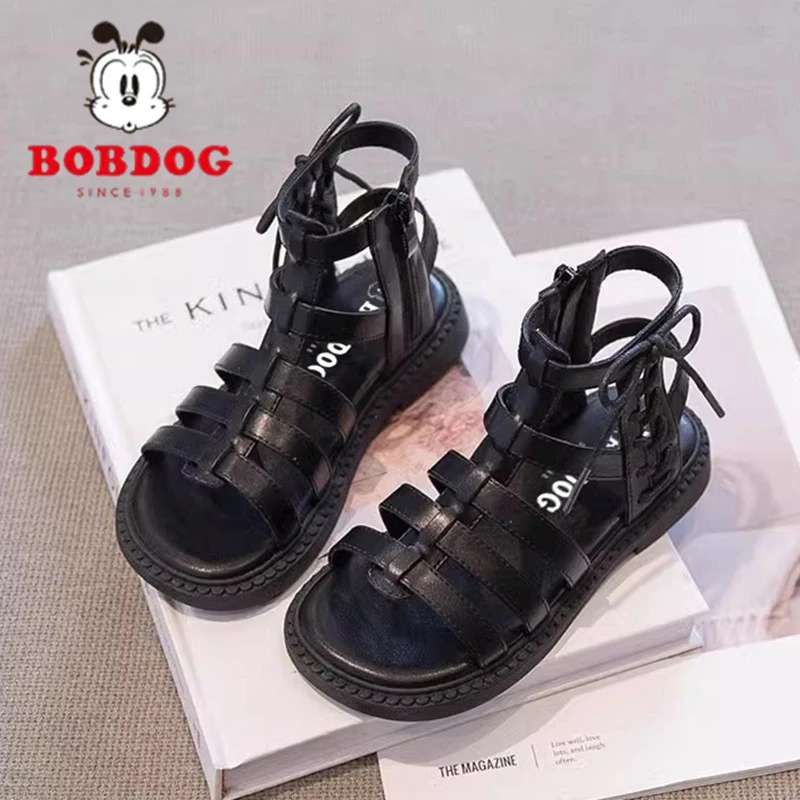 巴布豆女童凉鞋夏款2025新款夏季儿童公主鞋女孩中大童软底罗马鞋