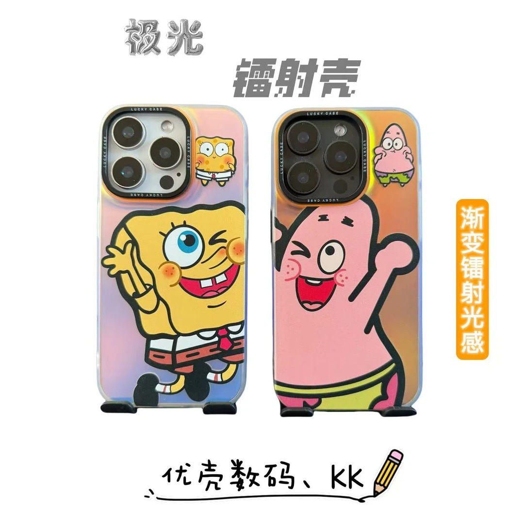 海绵宝宝-IMD镭射-适用于苹果华为小米OPPO渐变防摔通用-手机壳