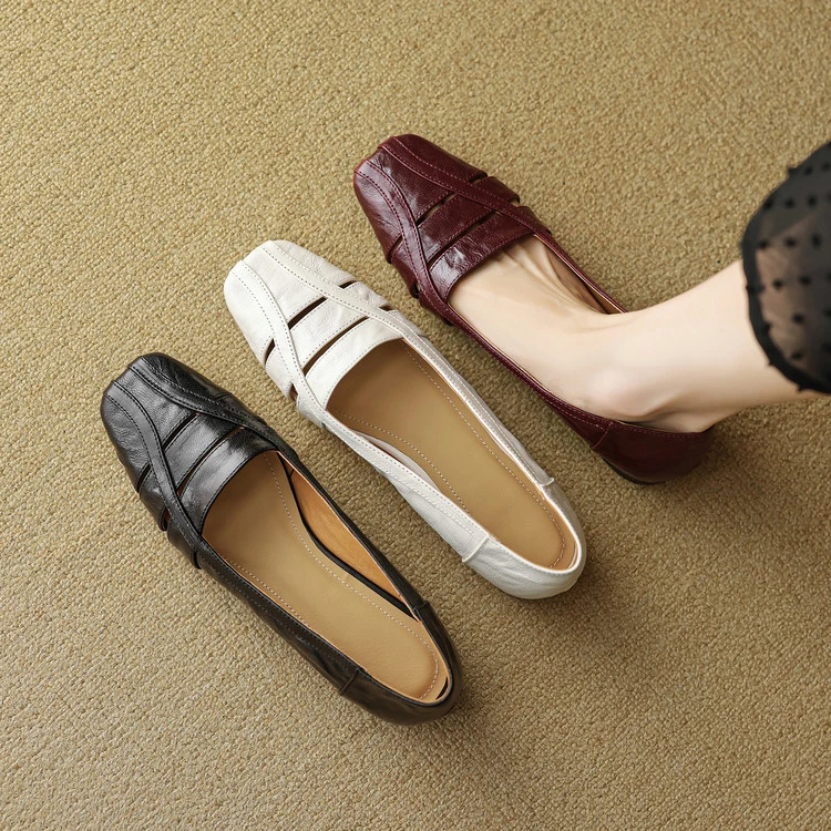 羊皮2cm韩版单鞋女气质时髦编织方头一脚蹬简约时尚小众设计外穿