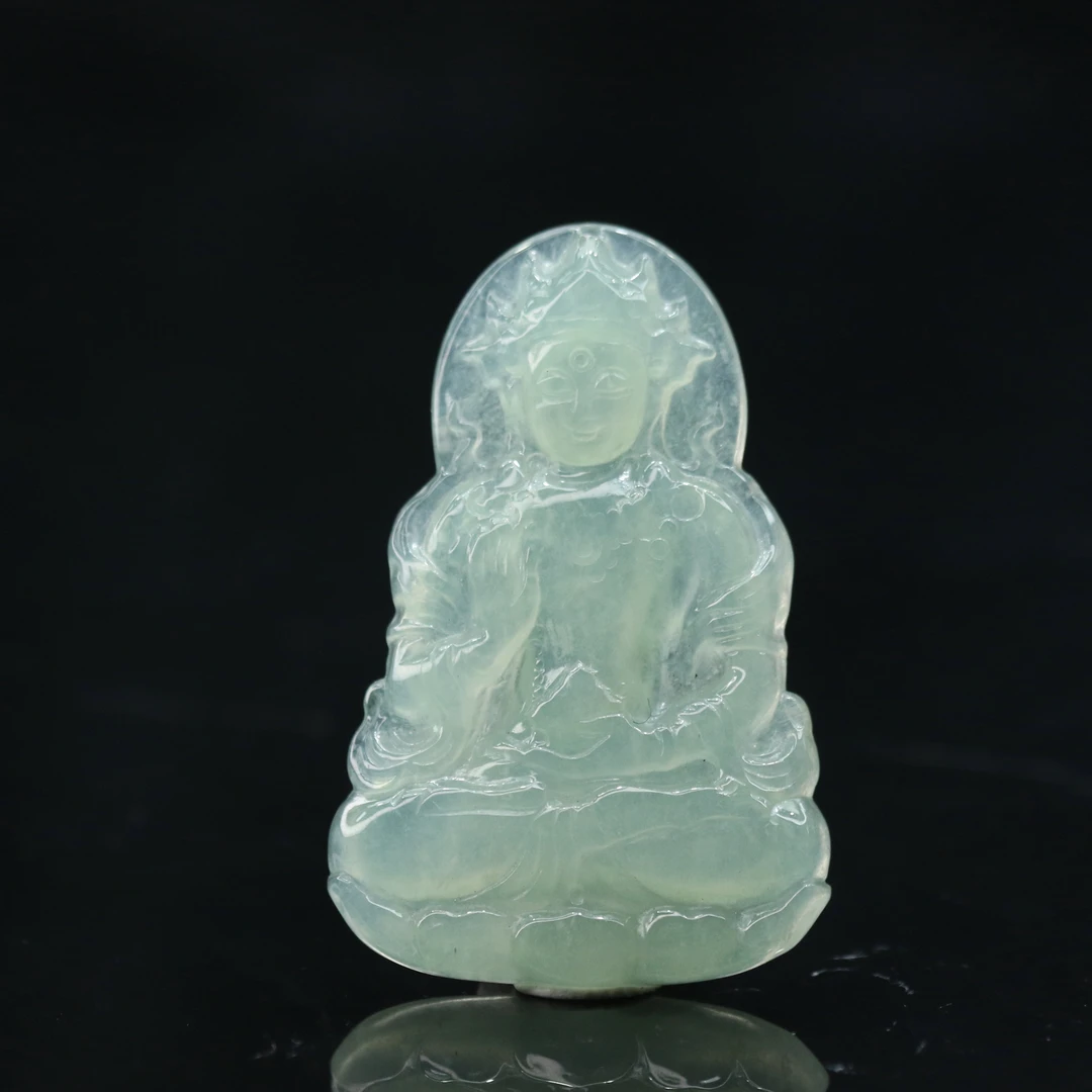 FC6天然缅甸翡翠A货冰晴绿度母吊坠/400067/保利厦门拍卖