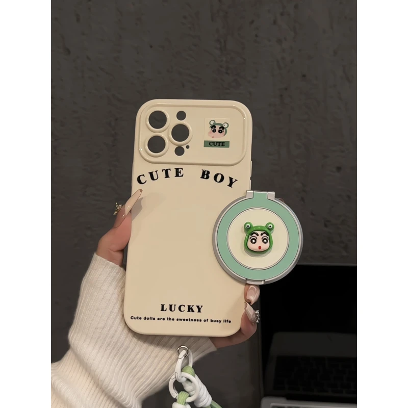 青蛙小新适用苹果16pro手机壳iphone15防摔磨砂大视窗小米15卡通