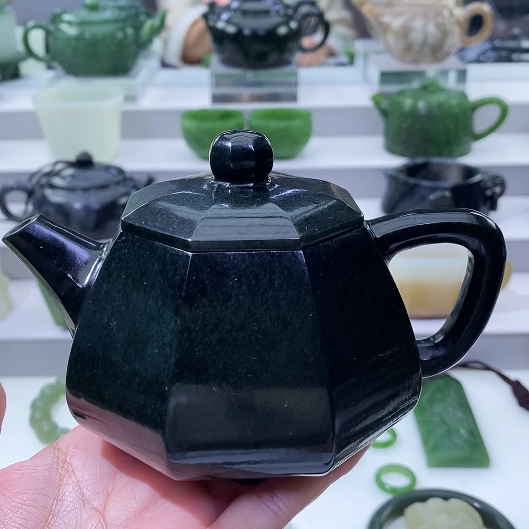 和田玉未镶嵌挂件茶壶