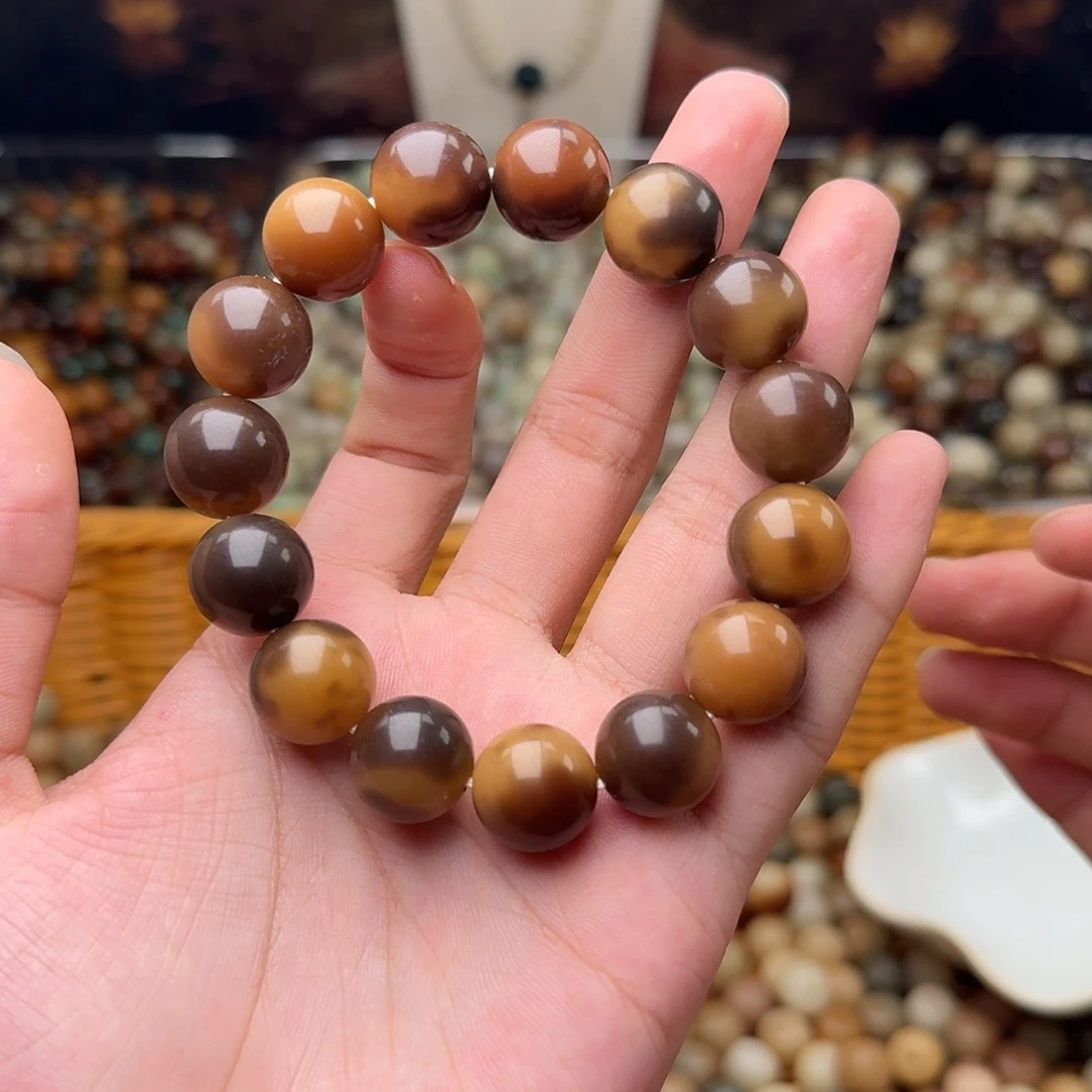 菩提根/象牙果吊坠一条菲料豹纹松花蛋14.5圆成品