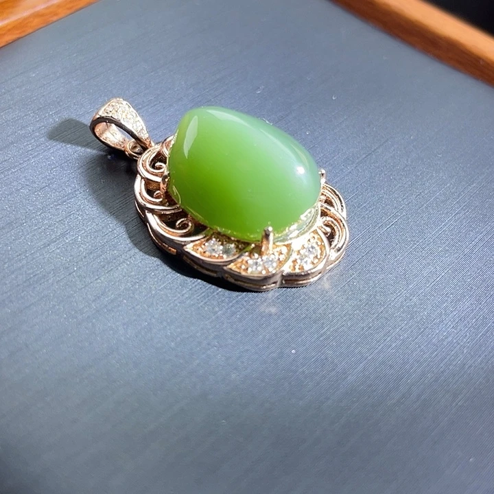 和田玉（碧玉）颈饰银S925镶嵌