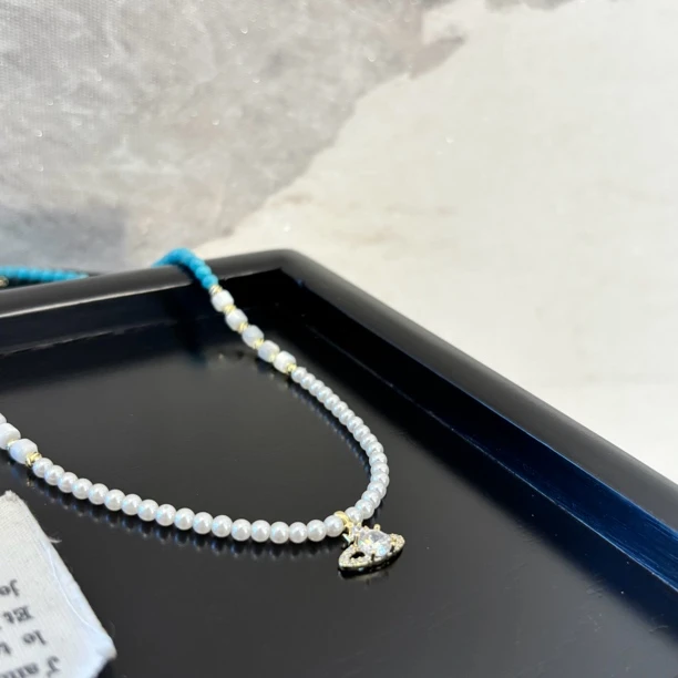 铜合金仿珍珠项链 白地球双色zz项链XL3227