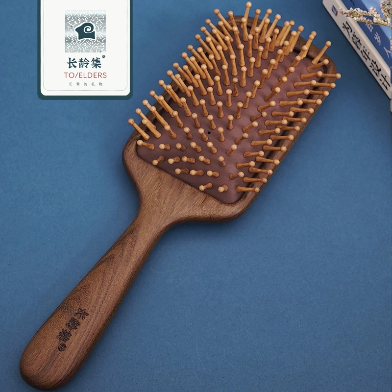 长龄集®【气垫檀木梳】天然金丝檀气垫按摩梳气垫梳气囊梳养发梳头
