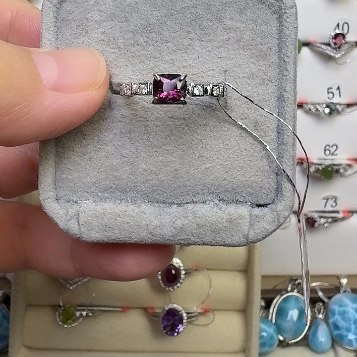 碧玺戒指银S925镶嵌