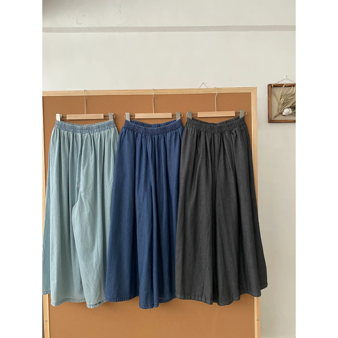 夏季阔腿百搭牛仔裙裤