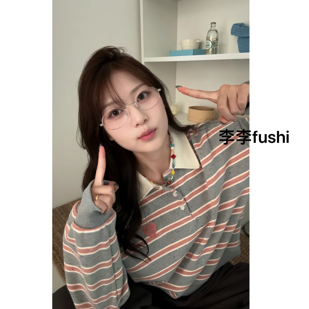 「lilifushi」韩代％爱心刺绣韩代面料彩棉polo